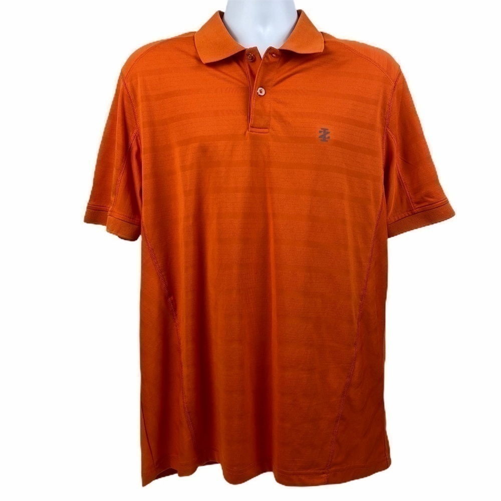 IZOD Golf PerformX Slim Fit 2-Button Polo Shirt Men's Large Orange Short Sleeve